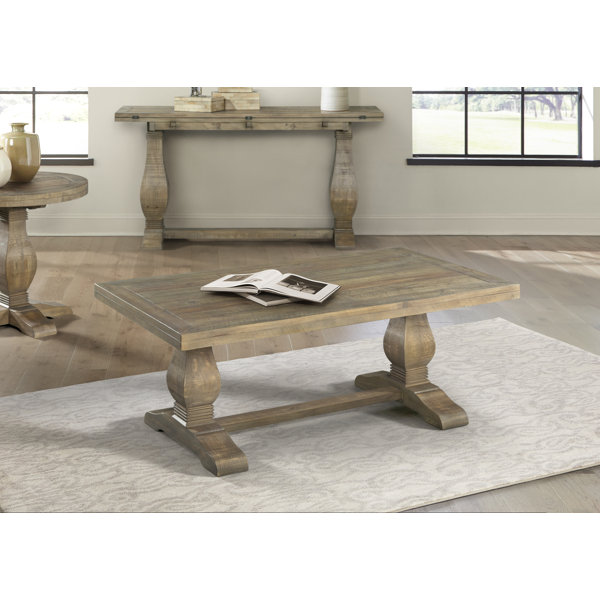Foundstone™ Terence Solid Wood Pedestal Coffee Table & Reviews Wayfair